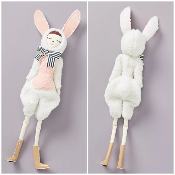 NWT Anthropologie Cat In The Shoe White Rabbit Doll - Picture 2 of 2